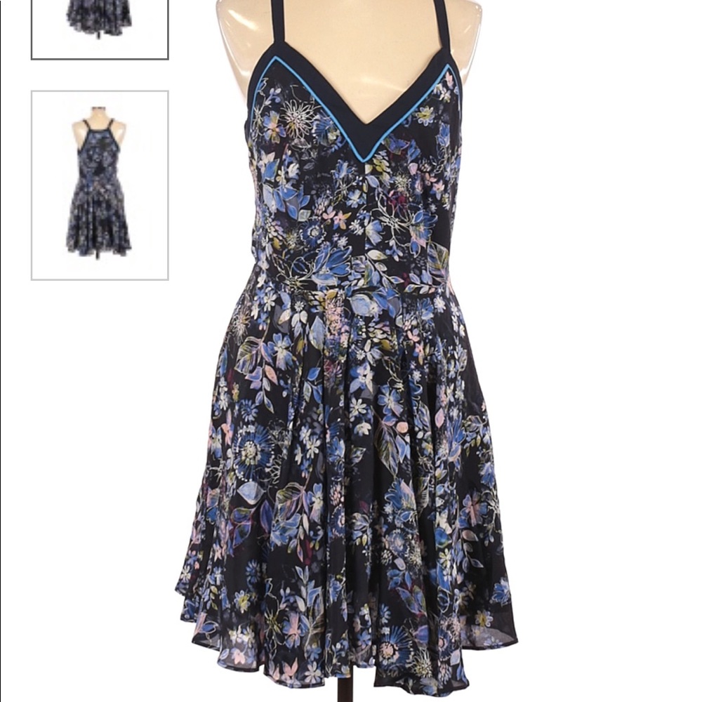 Greylin navy floral A line dress